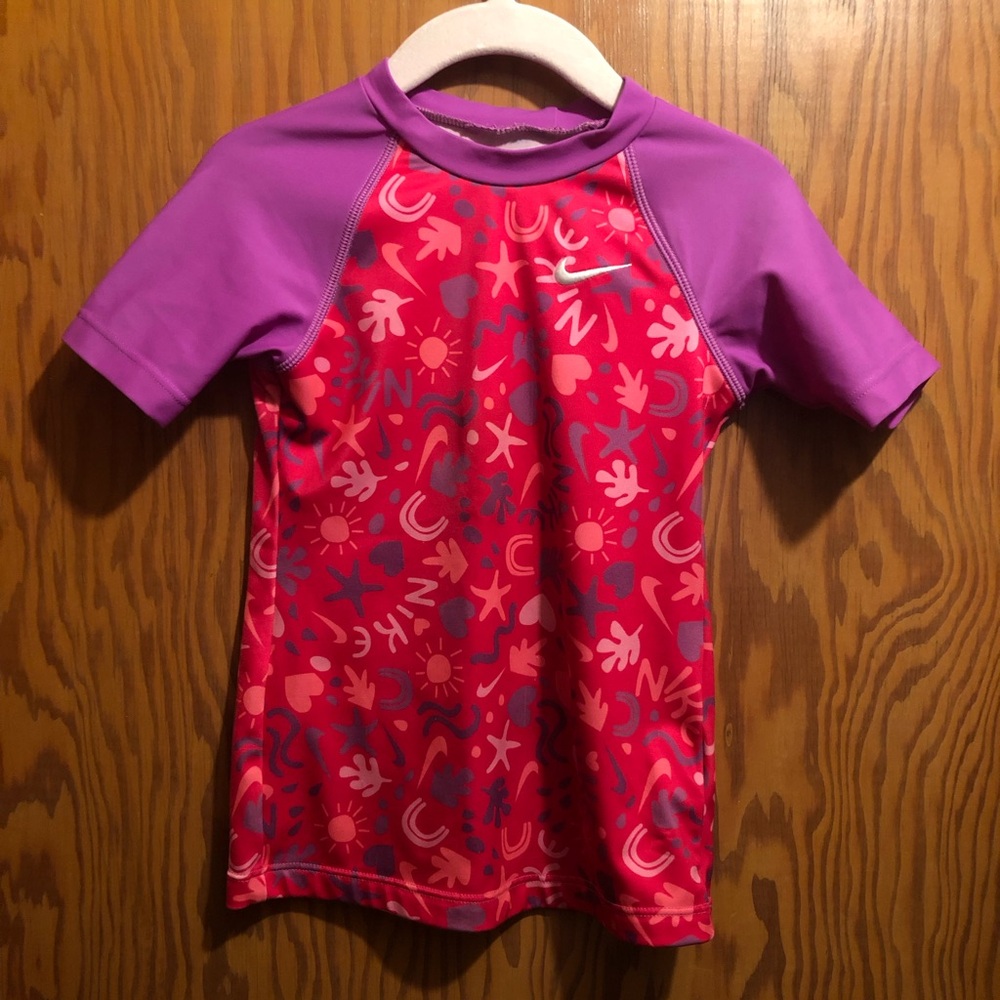 Girls' Nike Swim Fun Forest Short Sleeve Swim Top